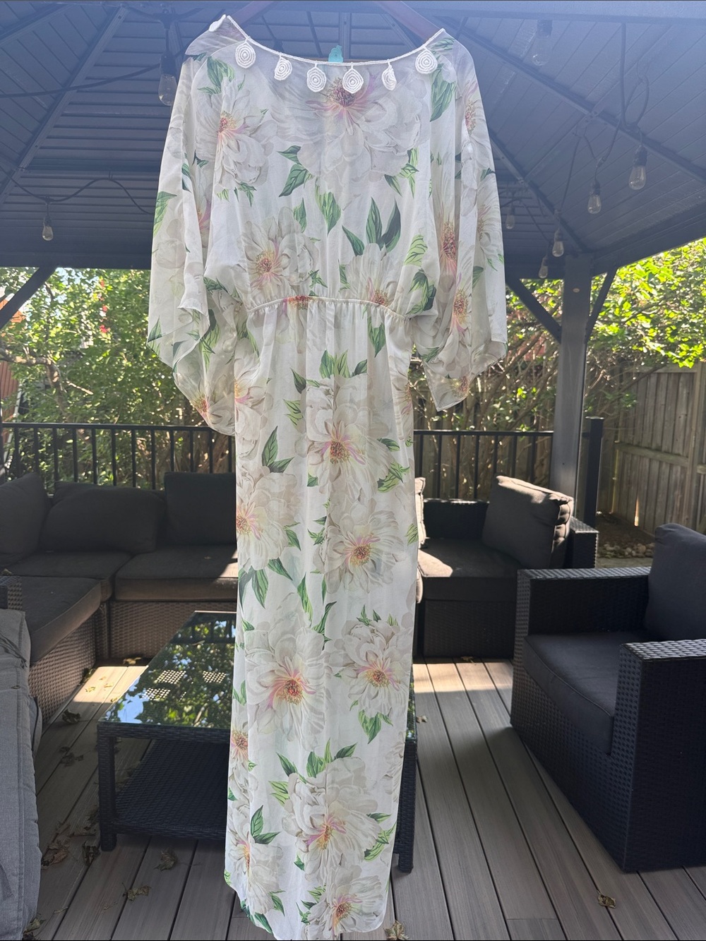 Farm Rio x Anthropologie Dahlia Floral Maxi Dress Size Medium EUC - Picture 8 of 9
